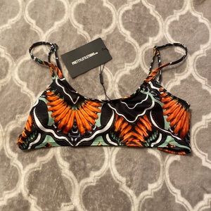 NEW Black tribal print scoop neck bikini top!
